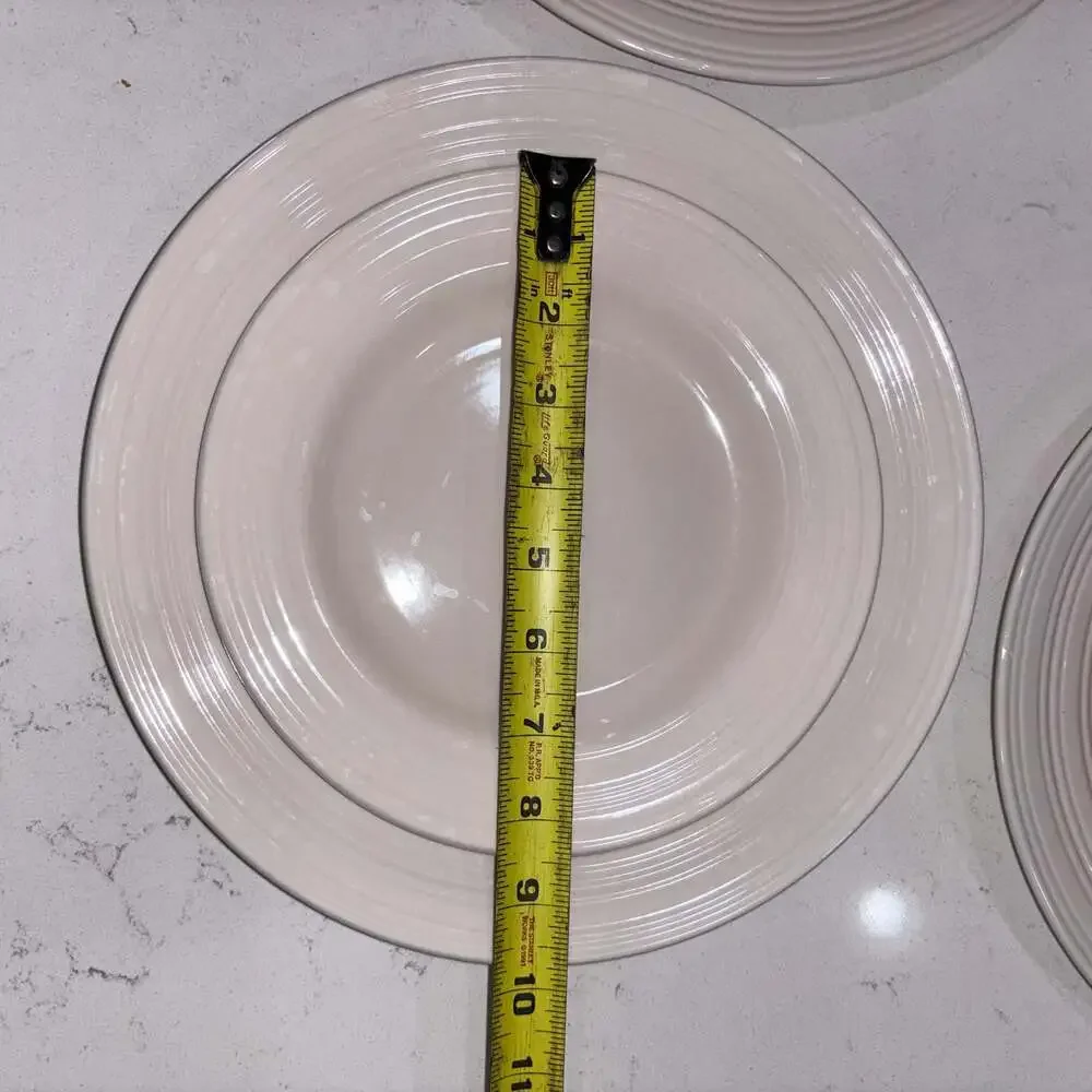 Thomson Pottery SPHERE White Ribbed Rim 4 Dinner and 4 Salad Plates